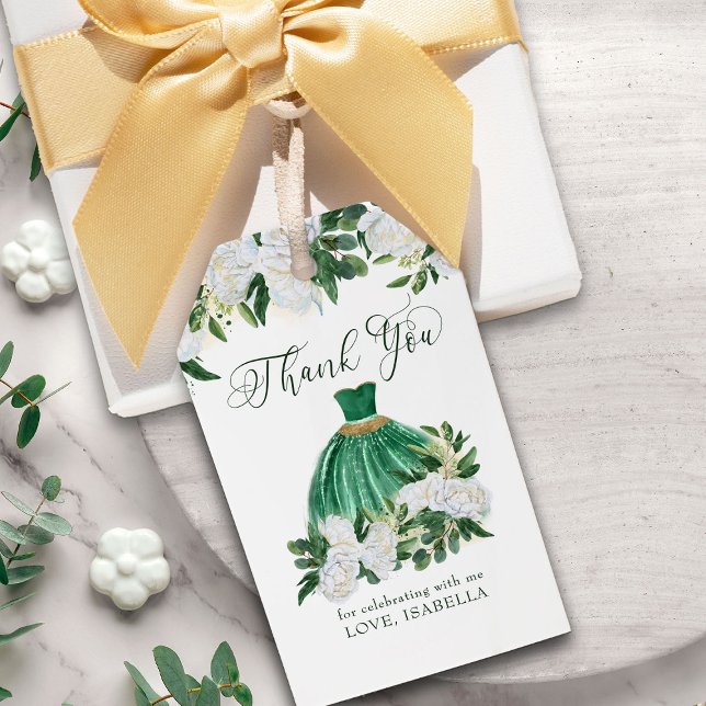 Étiquettes-cadeau Merci Emerald Green et White Peony Princess (Thank you gift tags from my Emerald Greenery and White Peony Collection)