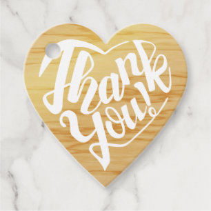 Étiquettes Cadeau Merci en forme de coeur en 8 langues calligraphie