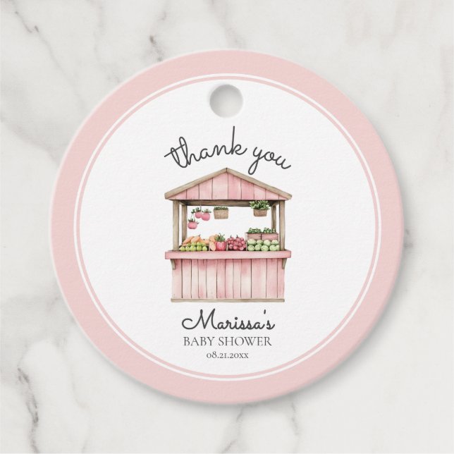 Étiquettes Cadeau Merci Farmers Market Girl Baby shower (Devant)
