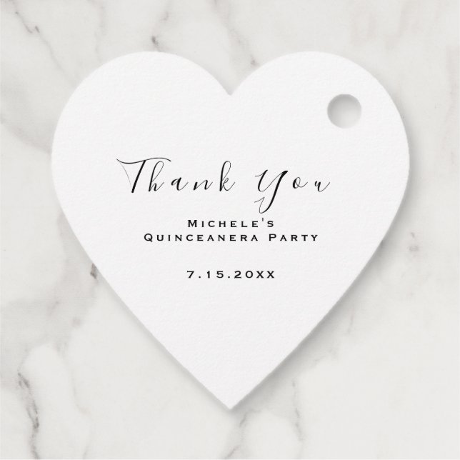 Étiquettes Cadeau Merci Fête des mariées douce 16e Coeur blanc (Dos)
