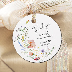 Étiquettes Cadeau Merci Fête des mariées fleur sauvage
