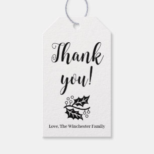 Étiquettes-cadeau Merci feuillage script personnalisé Thanksgiving