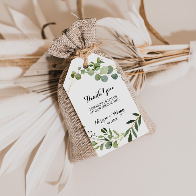Étiquettes-cadeau Merci Feuille vert tropical (Créateur téléchargé)
