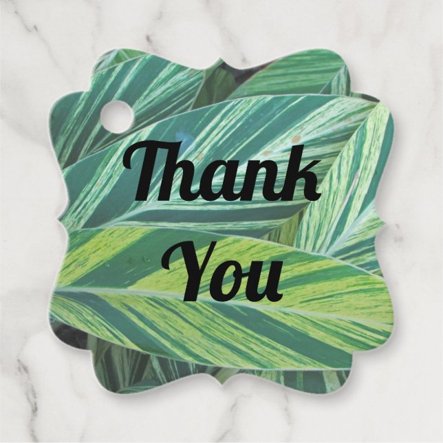 Étiquettes Cadeau Merci Feuilles tropicaux Green Island Gratitude (Devant)