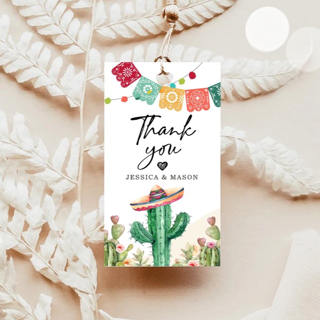 Étiquettes-cadeau Merci Fiesta Cactus Aquarelle Douche Favoriser (Créateur téléchargé)