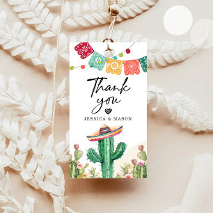 Étiquettes-cadeau Merci Fiesta Cactus Aquarelle Douche Favoriser