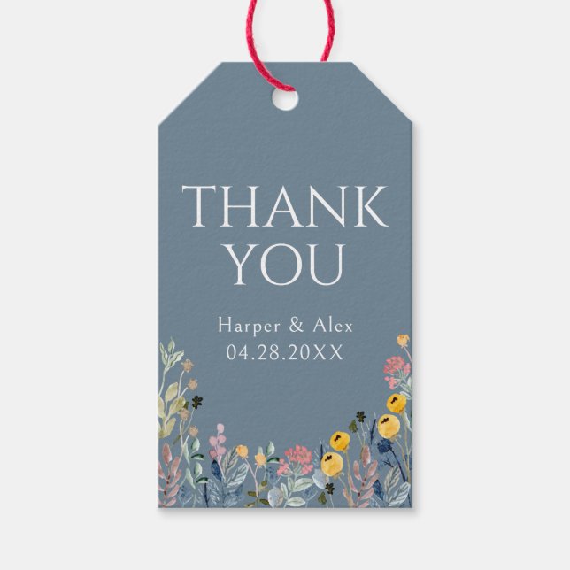 Étiquettes-cadeau Merci Fleur sauvage botanique (Devant)