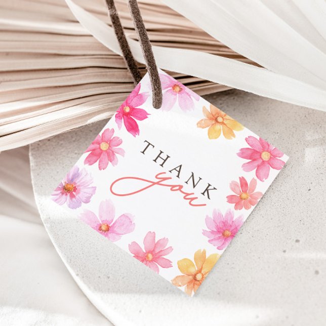 Étiquettes Cadeau Merci Fleur sauvage floral d'été dynamique (Créateur téléchargé)