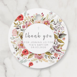 Étiquettes Cadeau Merci floral Bonbonniere Ballotin de baptême