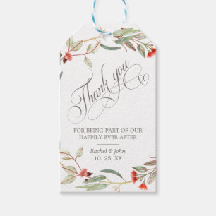 Étiquettes-cadeau Merci Floral Calligraphique élégant