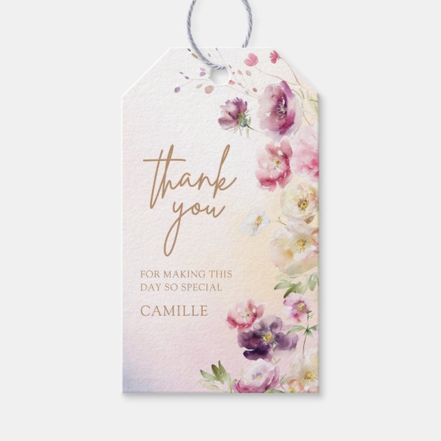 Étiquettes-cadeau Merci floral de printemps (Devant)