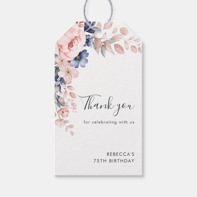 Étiquettes-cadeau Merci Floral fête d'anniversaire (Devant)