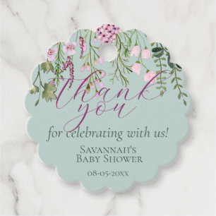 Étiquettes Cadeau Merci floral Fleur sauvage de prairie aquarelle