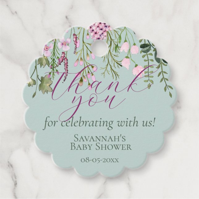 Étiquettes Cadeau Merci floral Fleur sauvage de prairie aquarelle (Devant)