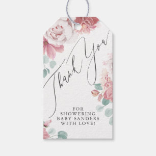 Étiquettes-cadeau Merci floral rose poussiéreux Tag pour n'importe q
