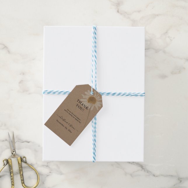Étiquettes-cadeau Merci Floral Séché Rustique Kraft (Avec de laficelle)