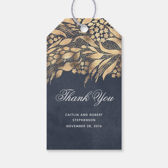 Étiquettes-cadeau Merci Gold Foliage (Devant)