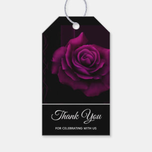 Étiquettes-cadeau Merci gothique à fleurs violettes-rouges