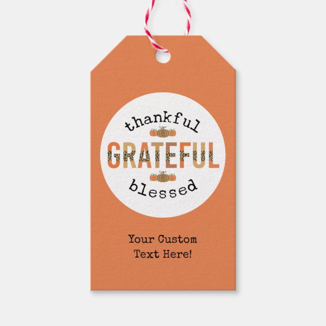 Étiquettes-cadeau Merci Grateful Blessé mignon automne Thanksgiving (Devant)
