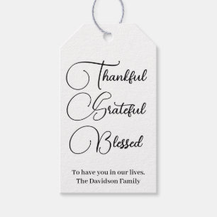 Étiquettes-cadeau Merci Grateful Blessé script Thanksgiving