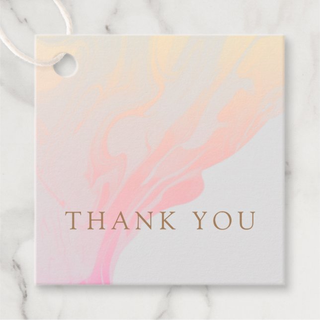 Étiquettes Cadeau Merci gris de marbre rose simple (Devant)