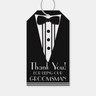 Étiquettes-cadeau Merci Groomsman Tuxedo