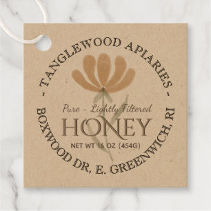 Étiquettes Cadeau Merci Honey Jar Tags Fleur et abeilles Kraft