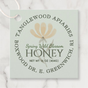 Étiquettes Cadeau Merci Honey Jar Tags Flower and Bee Sage Green