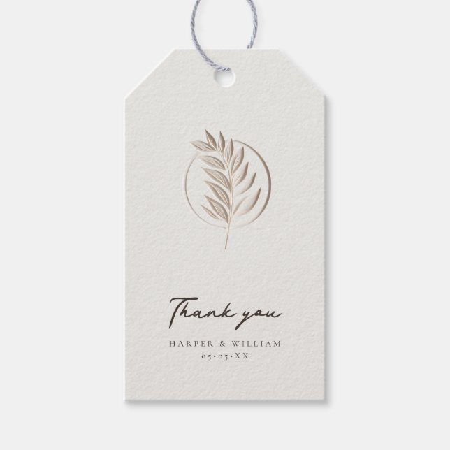 Étiquettes-cadeau Merci ivoire luxueux  (Devant)