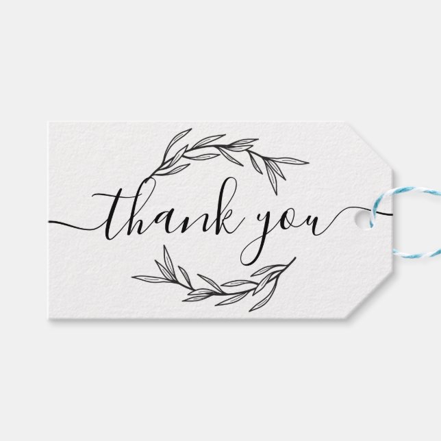 Étiquettes-cadeau Merci Laurel Feuille Petite entreprise (Devant (Horizontal))