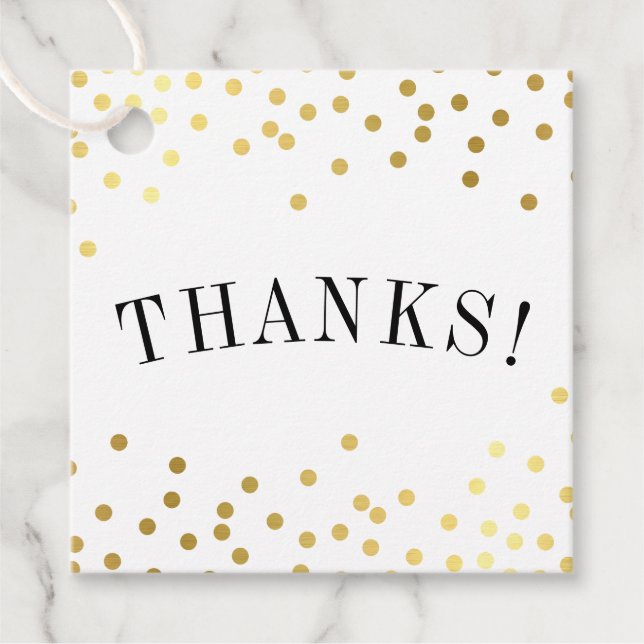 Étiquettes Cadeau MERCI luxe chic taches de confetti or grâce (Devant)