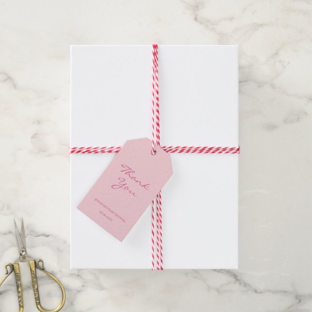 Étiquettes-cadeau Merci main moderne Texte Blush Pink Chic (Avec de la ficelle)