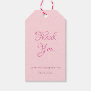 Étiquettes-cadeau Merci manuscrit tendance texte rose pâle