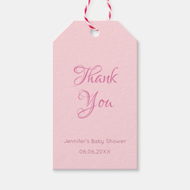 Étiquettes-cadeau Merci manuscrit tendance texte rose pâle (Devant)