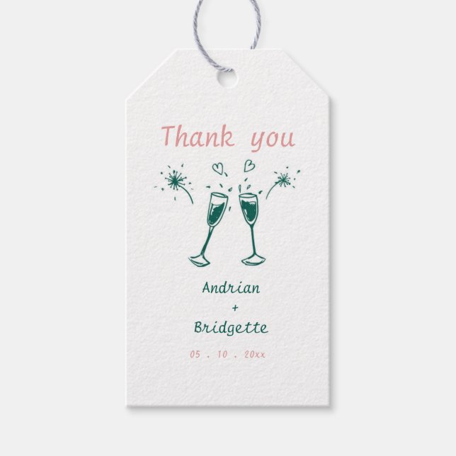 Étiquettes-cadeau Merci Mariage à griffes à main fantaisiste (Devant)