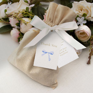 Étiquettes-cadeau Merci Mariage à ruban bleu tendance