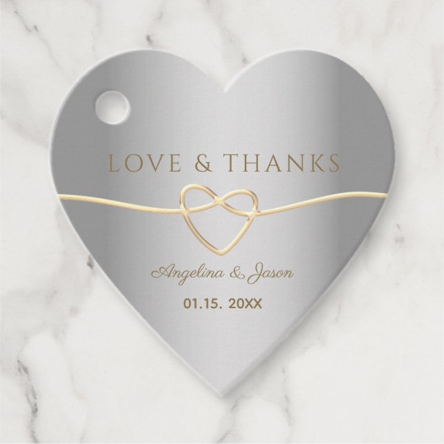 Étiquettes Cadeau Merci Mariage argenté de luxe (Devant)