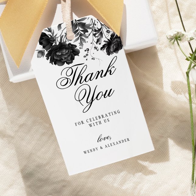 Étiquettes-cadeau Merci Mariage blanc gothique classique (Créateur téléchargé)