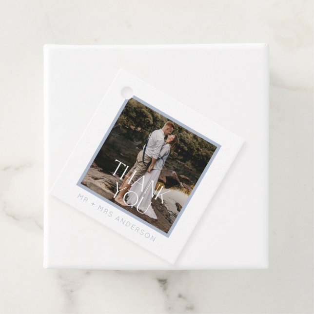 Étiquettes Cadeau Merci Mariage bleu (En situation)