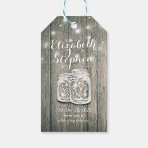 Étiquettes-cadeau Merci mariage cadeau bois rustique Mason Jar Lumiè