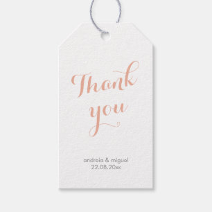 Étiquettes-cadeau Merci Mariage Calligraphie Script Coral Grey