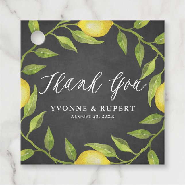 Étiquettes Cadeau Merci Mariage citron vert couronne de fer (Devant)