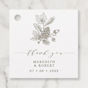 Étiquettes Cadeau Merci Mariage de automne de la branche Acorn et Pi