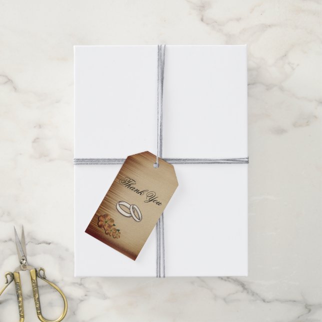 Étiquettes-cadeau Merci Mariage de fleurs rustiques (Avec de la ficelle)