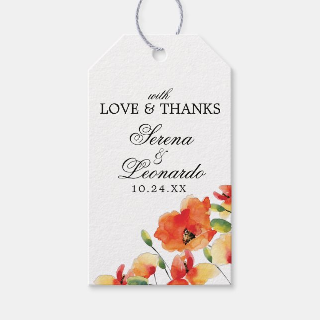 Étiquettes-cadeau Merci Mariage de l'été Golden Poppy (Devant)