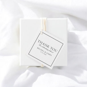 Étiquettes Cadeau Merci Mariage de script simple blanc