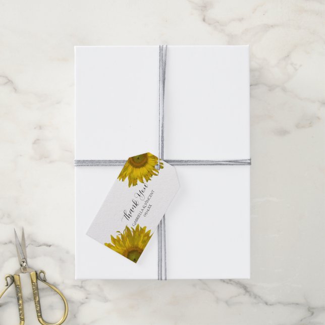 Étiquettes-cadeau Merci Mariage de tournesol jaune Favoriser les éti (Avec de la ficelle)