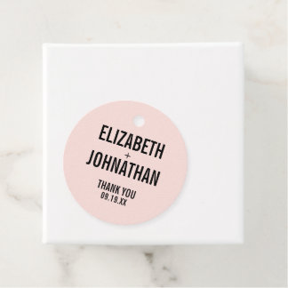 Étiquettes Cadeau Merci Mariage de typographie rose simple et minima