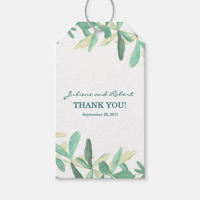 Étiquettes-cadeau Merci Mariage de verdure botanique moderne (Devant)