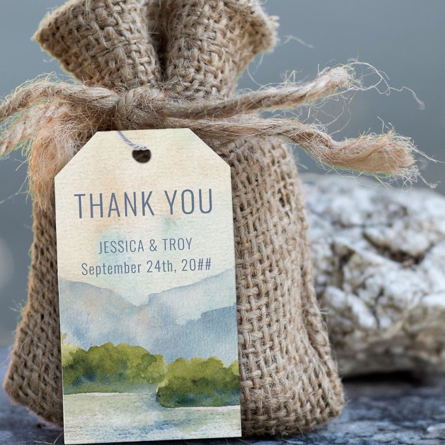Étiquettes-cadeau Merci Mariage du lac Mountain (Créateur téléchargé)